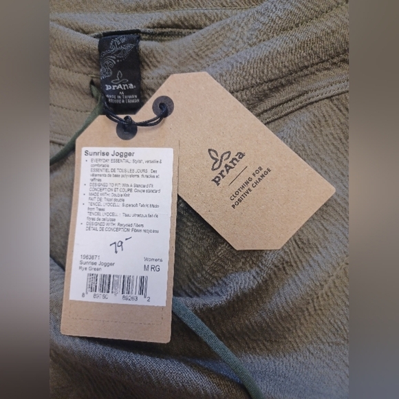 Prana Sunrise Jogger NWT Rye Green Size Medium - Picture 8 of 9